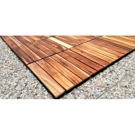 Olejované teakové terasové dlaždice "Indonesia" so šikmou prechodovou hranou, 30x30x2,4 cm, 1 ks